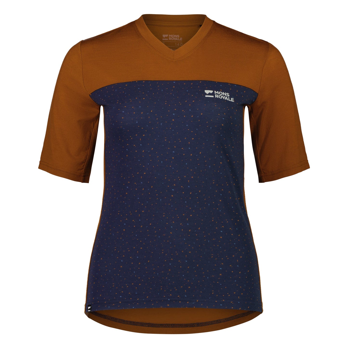 Mons Royale Redwood Enduro VT Short Sleeve Women's Jersey - Women's S - Midnight Terrazzo - Copper