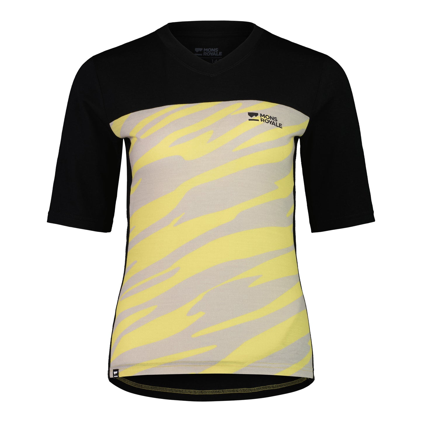 Mons Royale Redwood Enduro VT Short Sleeve Women's Jersey - Women's L - Limelight Camo - Black