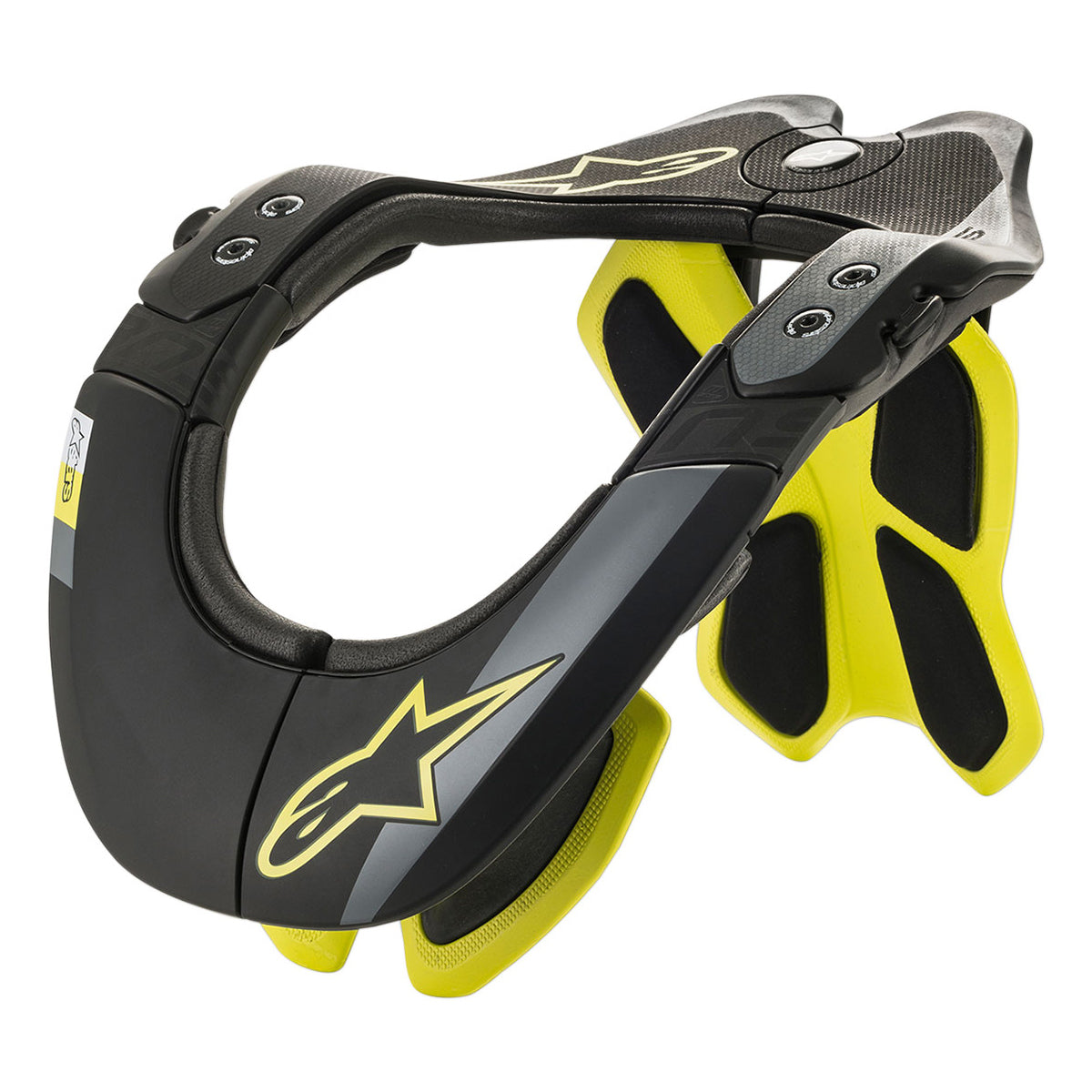 AlpineStars BNS Tech-2 Neck Brace - XS-M - Black - Fluro Yellow