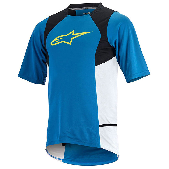 AlpineStars Drop 2 Short Sleeve Jersey - S - Bright Blue - Acid Yellow