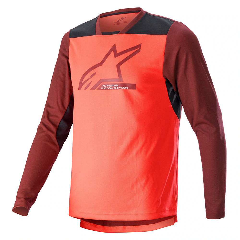 AlpineStars Drop 6.0 V2 Long Sleeve Jersey - M - Coral Fluo Black