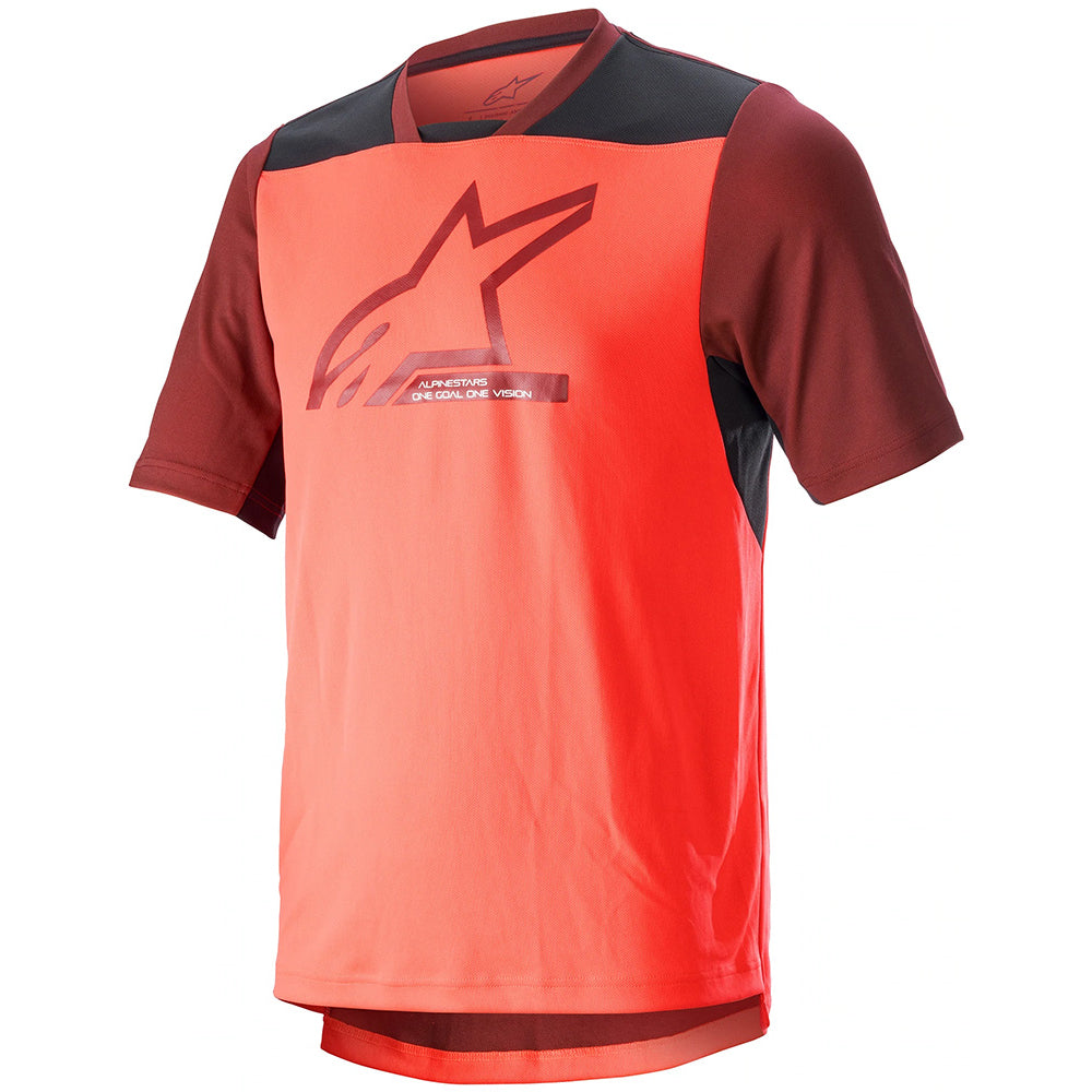 AlpineStars Drop 6.0 V2 Short Sleeve Jersey - XL - Coral Fluo Black
