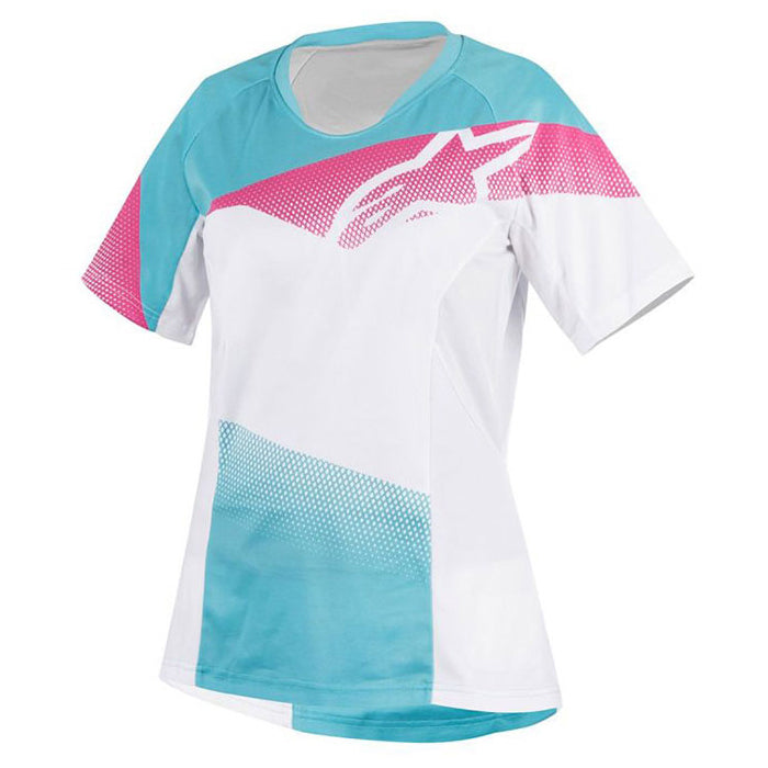 AlpineStars Stella Mesa Womens Short Sleeve Jersey - L - Raspberry Rose - Nepal Blue