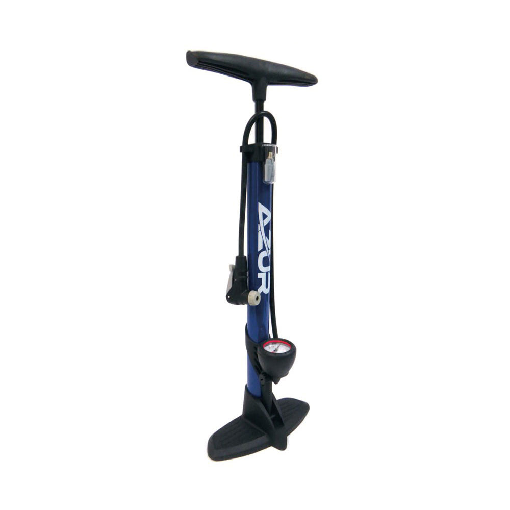 Azur Clever Valve Floor Pump - Blue