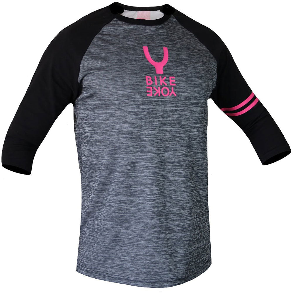 BikeYoke Rider's Men's 3-4 Sleeve Jersey - XL - Grey - Pink