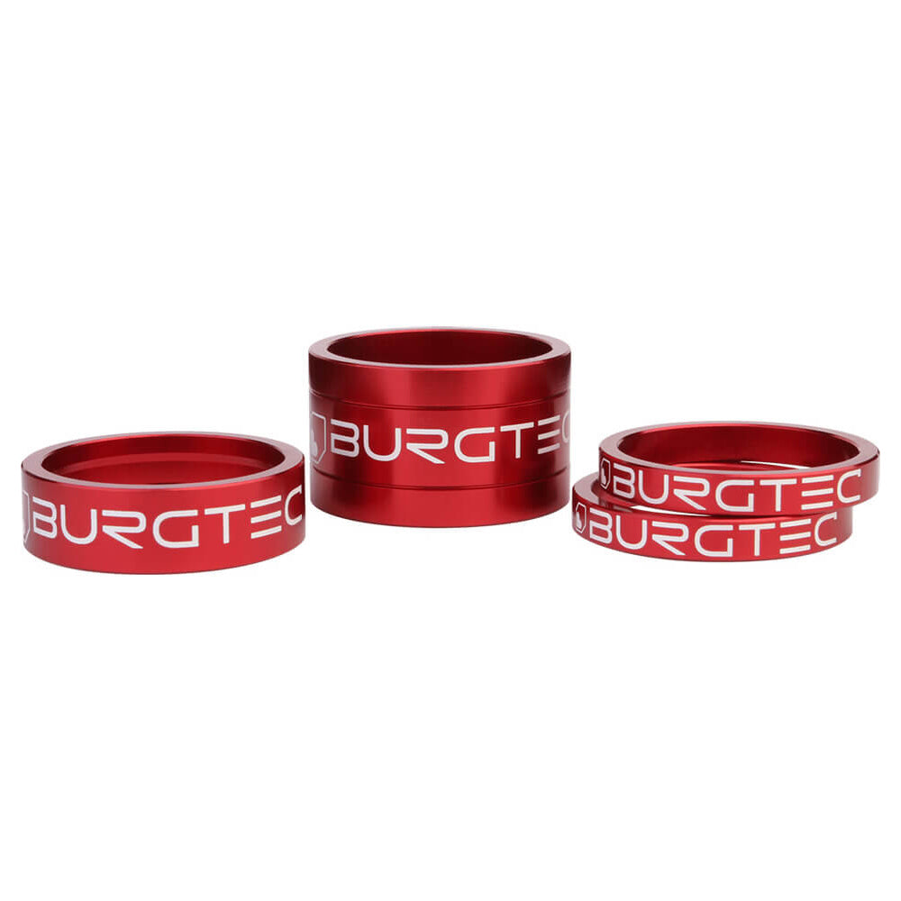 Burgtec Headset Spacer Kit - Race Red - 2x5mm-1x10mm-1x20mm
