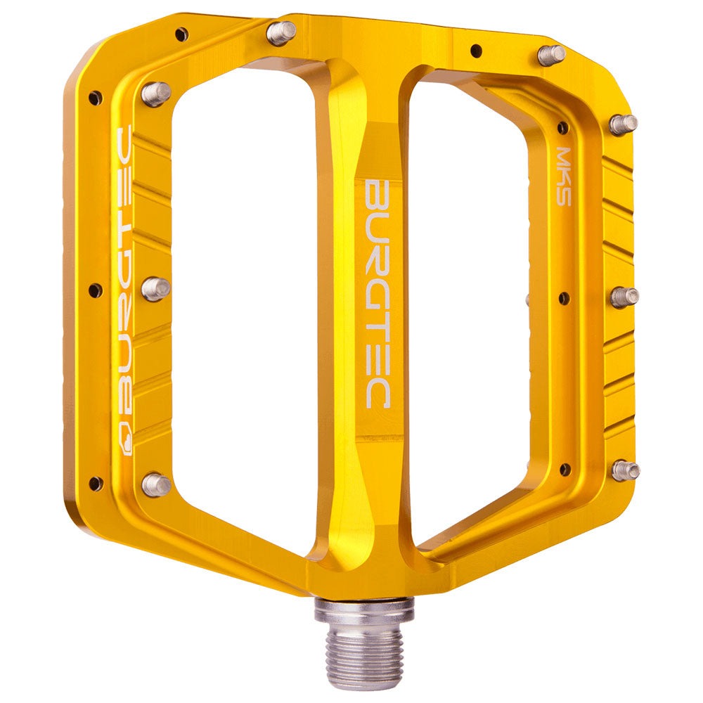 Burgtec Penthouse MK5 Steel Axle Alloy Flat Pedals - Standard - Bullion Gold