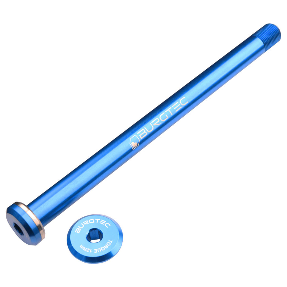 Burgtec Santa Cruz Rear Axle - Deep Blue - 168.5mm Axle Length - M12 x 1mm Thread Pitch