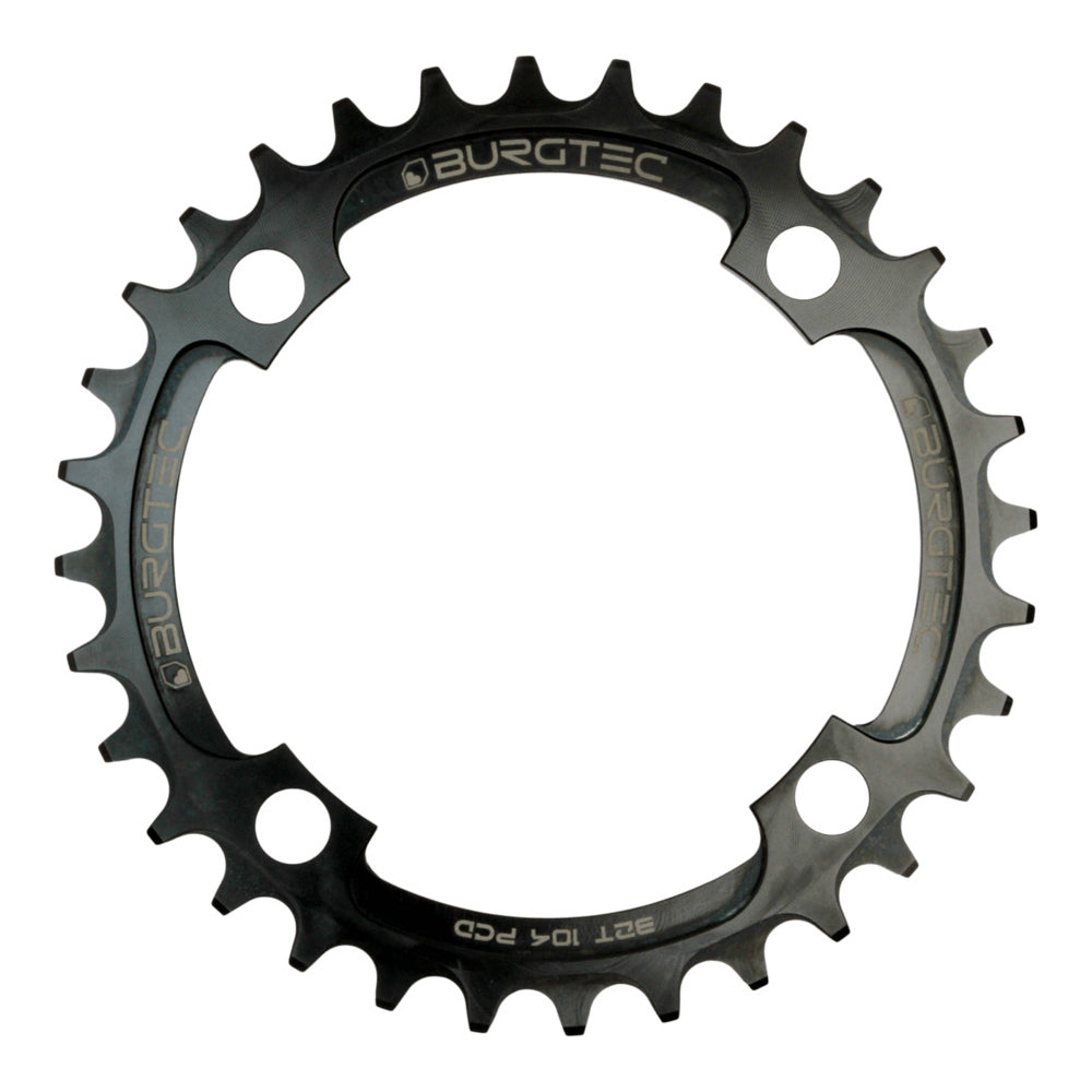 Burgtec Thick-Thin Alloy Chain Ring - 104 BCD - Round - Black - 9-12 Speed - 32T