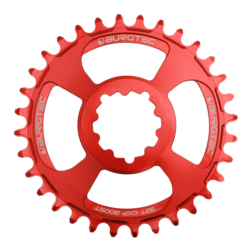 Burgtec Thick-Thin Direct Mount Chain Ring - SRAM Direct Mount - 3mm Boost - Round - Race Red - 9-12 Speed - 28T