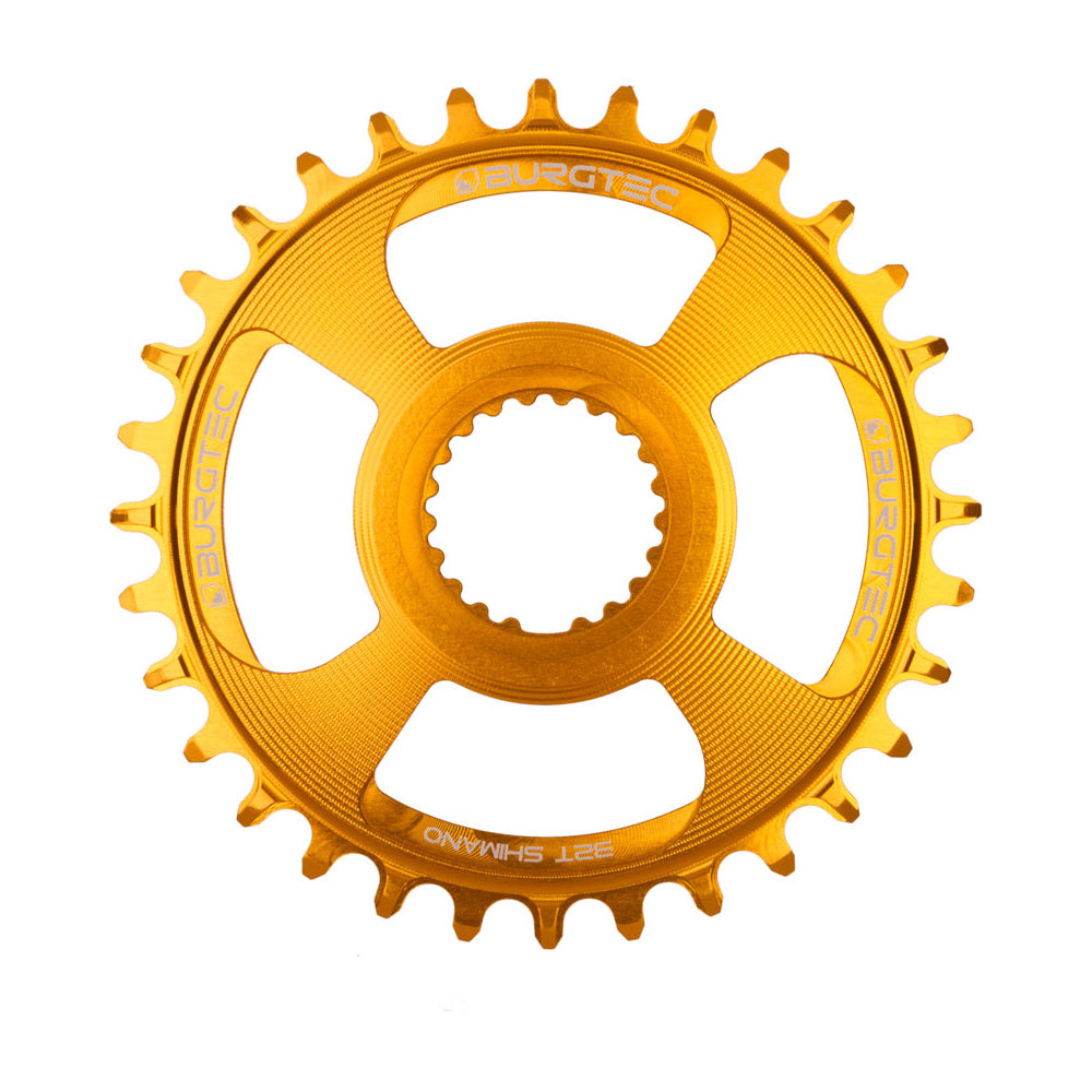 Burgtec Thick-Thin Direct Mount Chain Ring - Shimano Direct Mount - 3mm Boost - Round - Bullion Gold - 12 Speed Shimano - 32T