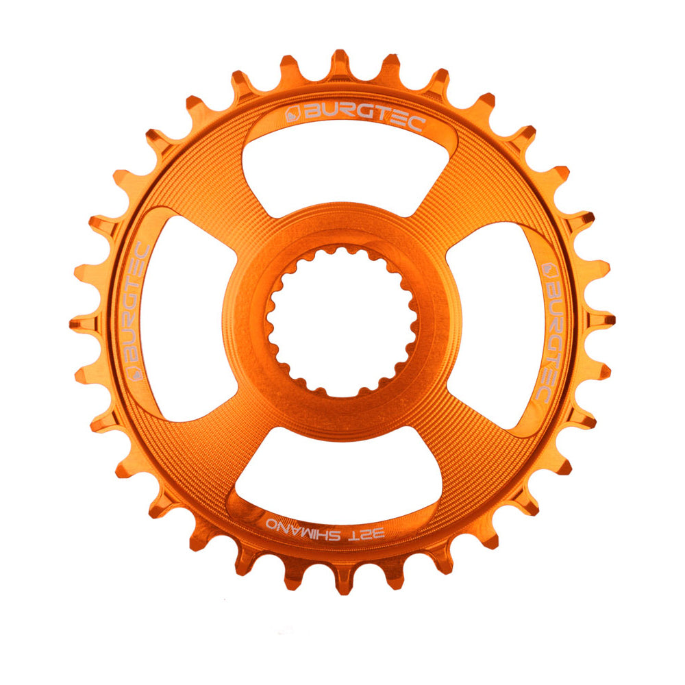 Burgtec Thick-Thin Direct Mount Chain Ring - Shimano Direct Mount - 3mm Boost - Round - Iron Bro Orange - 12 Speed Shimano - 34T