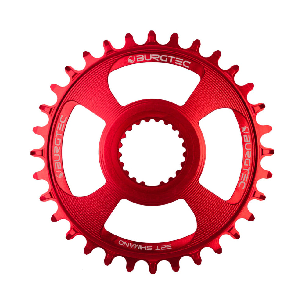 Burgtec Thick-Thin Direct Mount Chain Ring - Shimano Direct Mount - 3mm Boost - Round - Race Red - 12 Speed Shimano - 30T