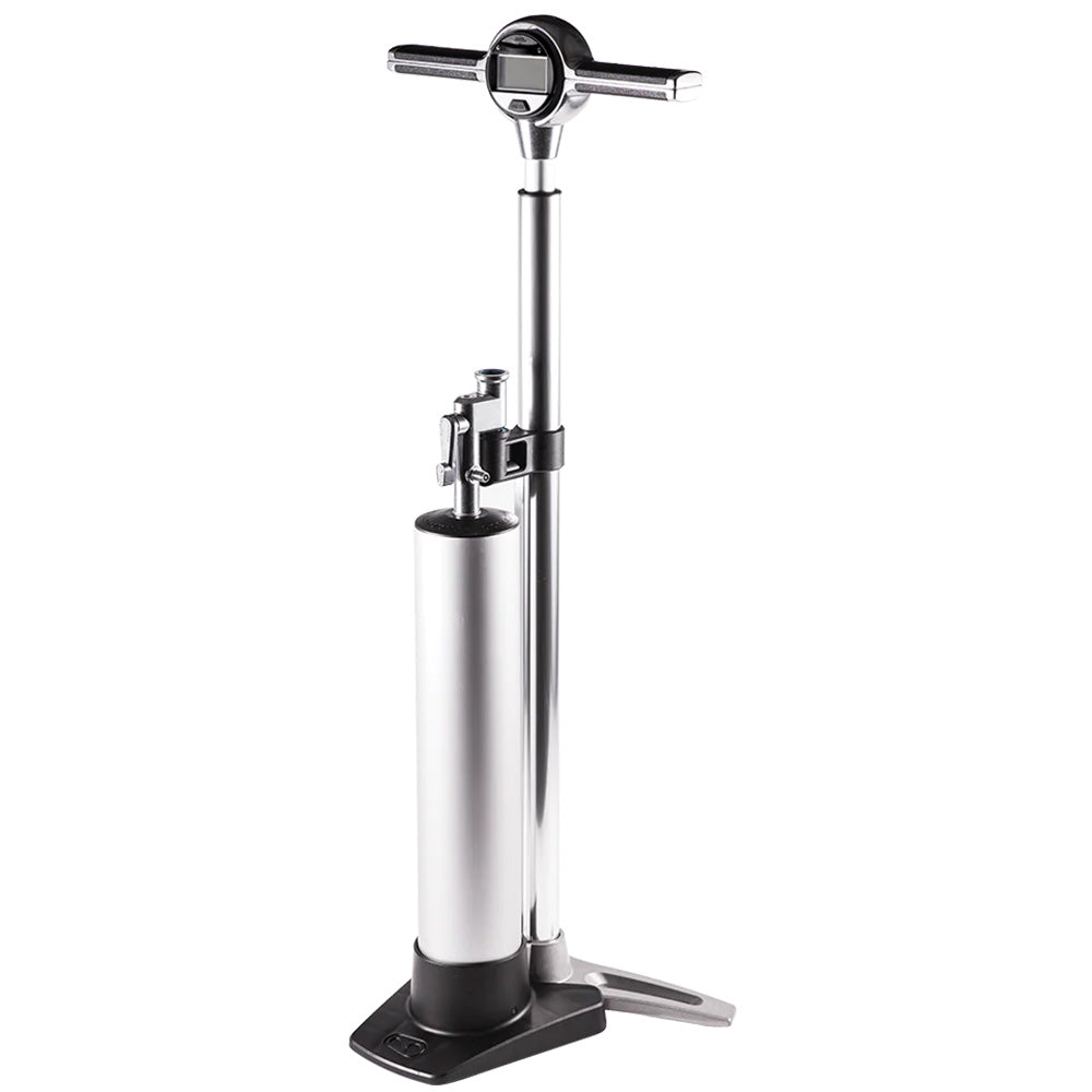 Crank Brothers Klic Floor Pump with Burst Tank - Digital Gauge - Silver