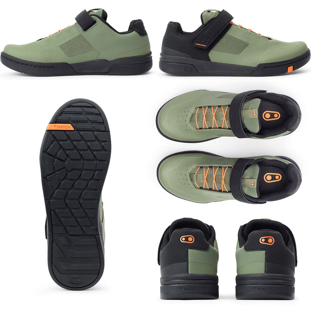 Crank Brothers Stamp Speedlace Flat Shoes - US 10.0 - Green - Orange - Black