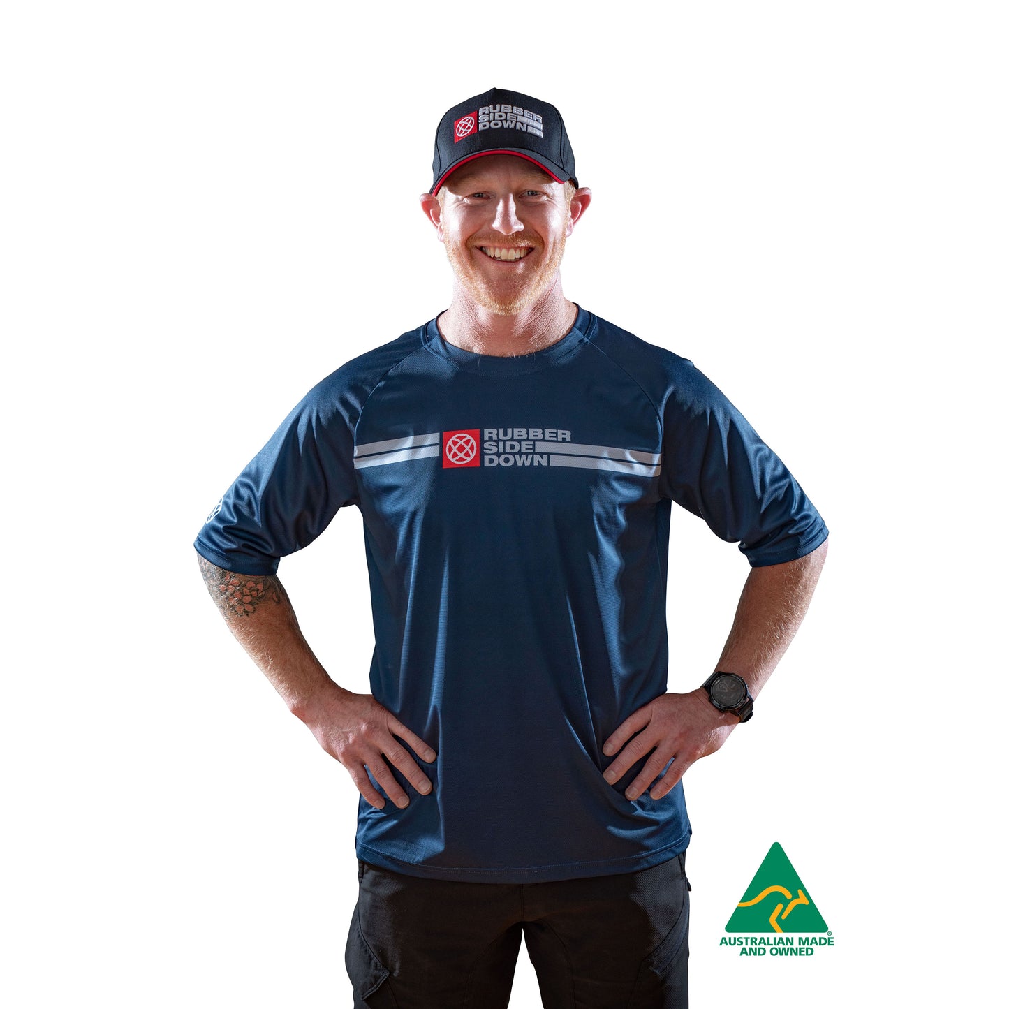Rubber Side Down His Element Short Sleeve Jersey - L - Navy Blue