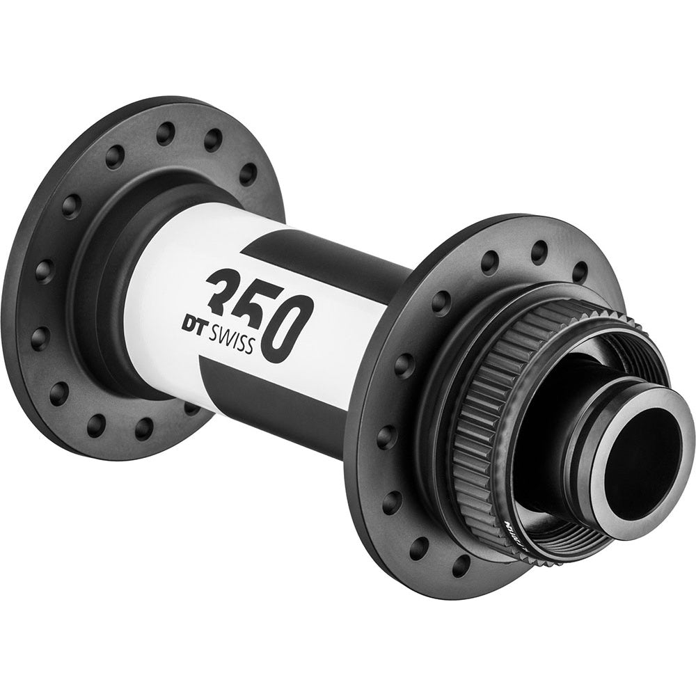 DT Swiss 350 Centrelock Disc Front Hub - Black - White - 15x110mm Boost - 2022 - Centrelock - Front - 32 Hole