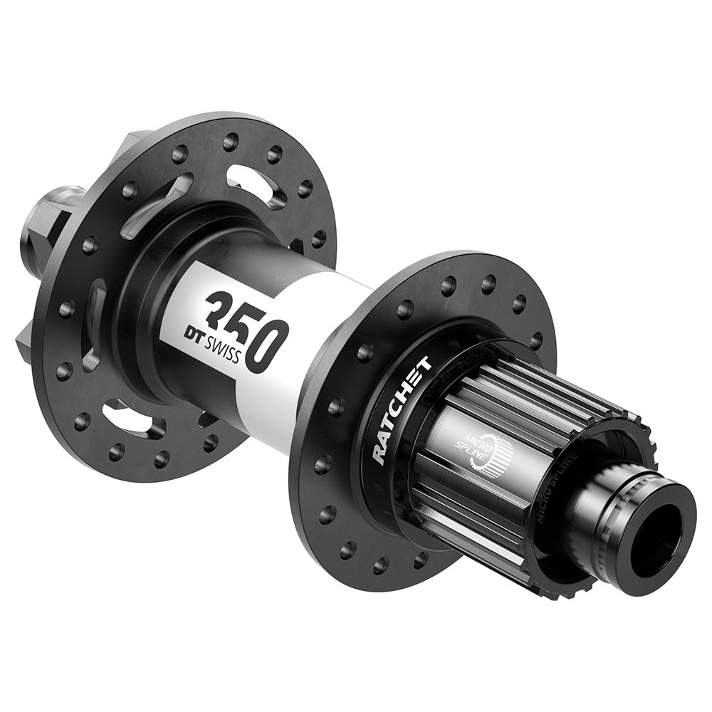 DT Swiss 350 6 Bolt Disc Rear Hub - Shimano Micro Spline - Black - White - 12x148mm Boost - 2022 - 6 Bolt - Rear - 32 Hole