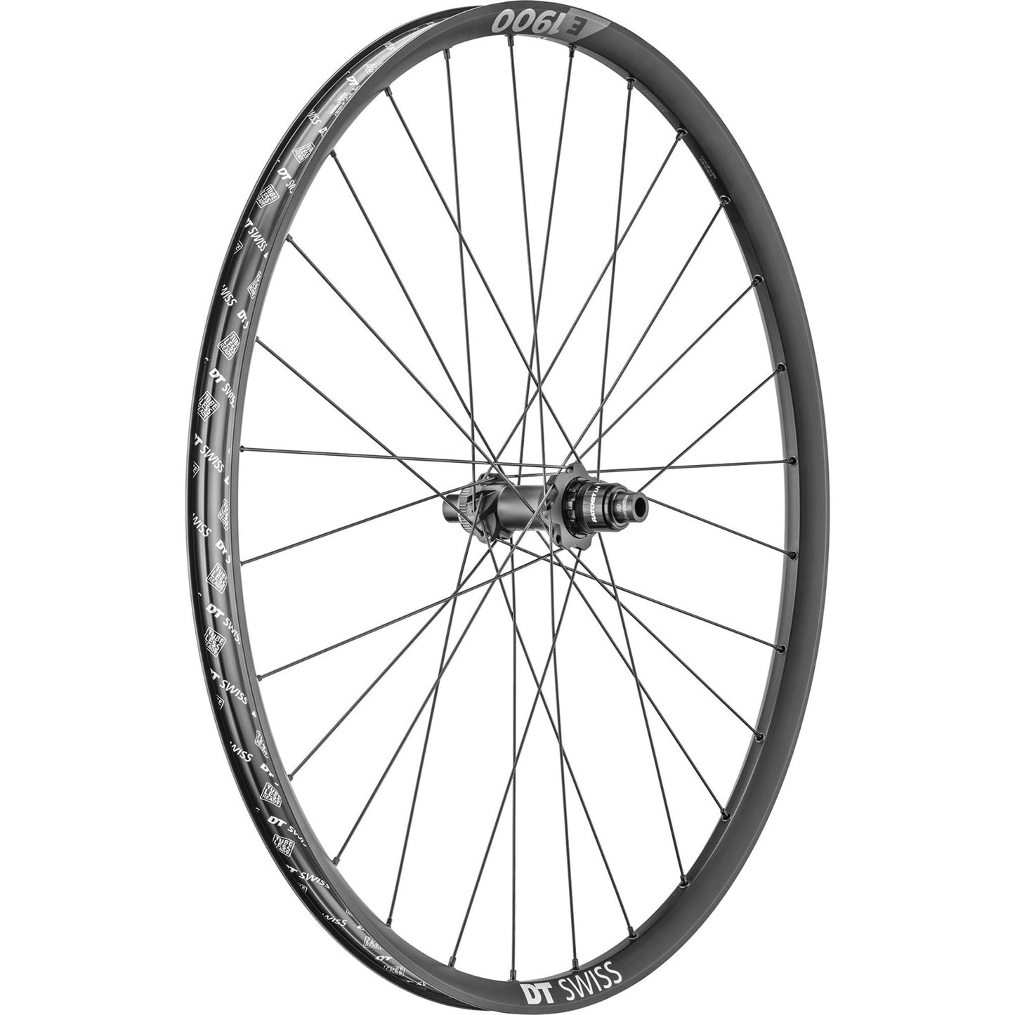 DT Swiss E1900 Spline Rear Wheel - Shimano HG Splined - Black - 12x142mm - 2022 - Centrelock - 30mm - Rear - 27.5 Inch