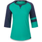 Dakine Xena Women's 3-4 Sleeve Jersey - M - Crown Blue - Bright Coral