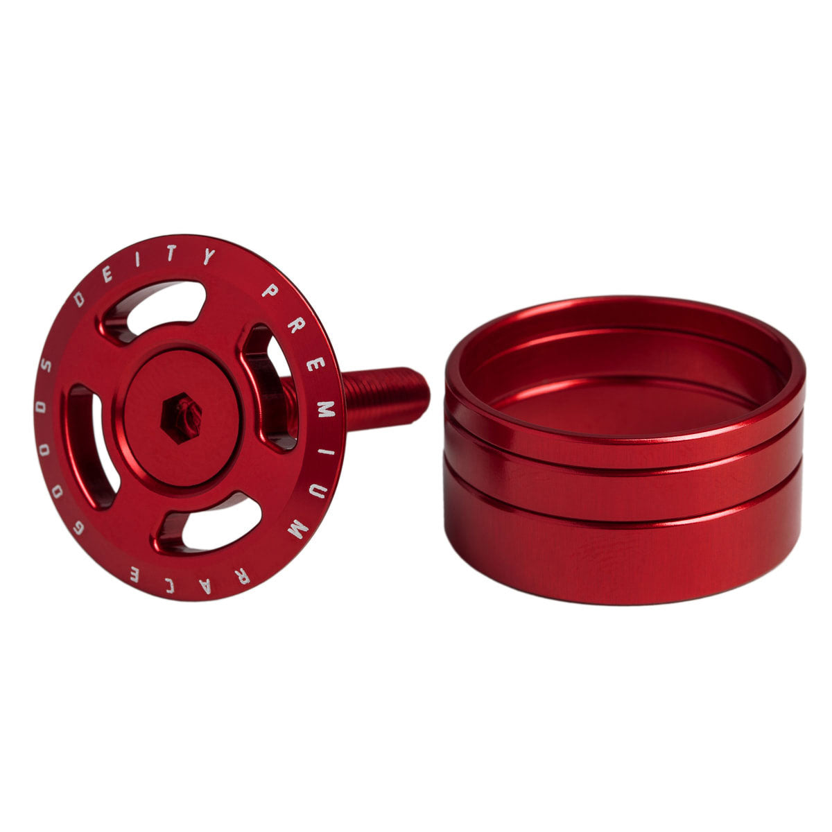 Deity Crosshair Headset Spacer and Top Cap Kit - Red
