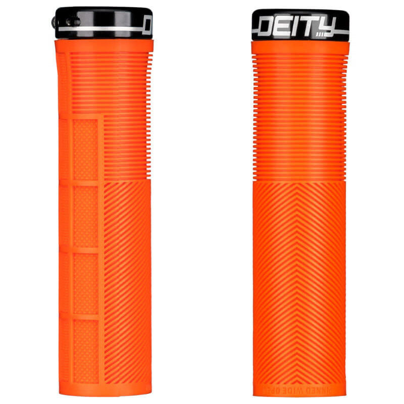 Deity Knuckleduster Single Clamp Lock On Grips - Orange With Black Clamps