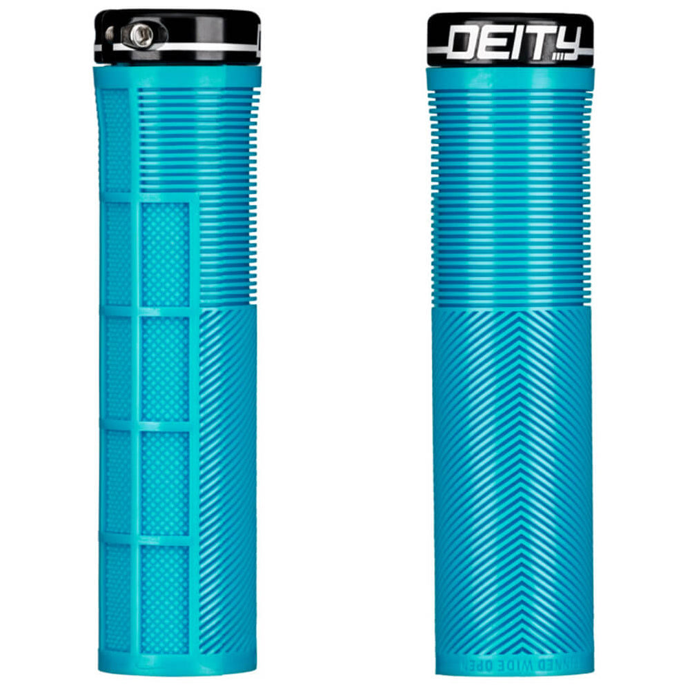 Deity Knuckleduster Single Clamp Lock On Grips - Turquoise With Black Clamps