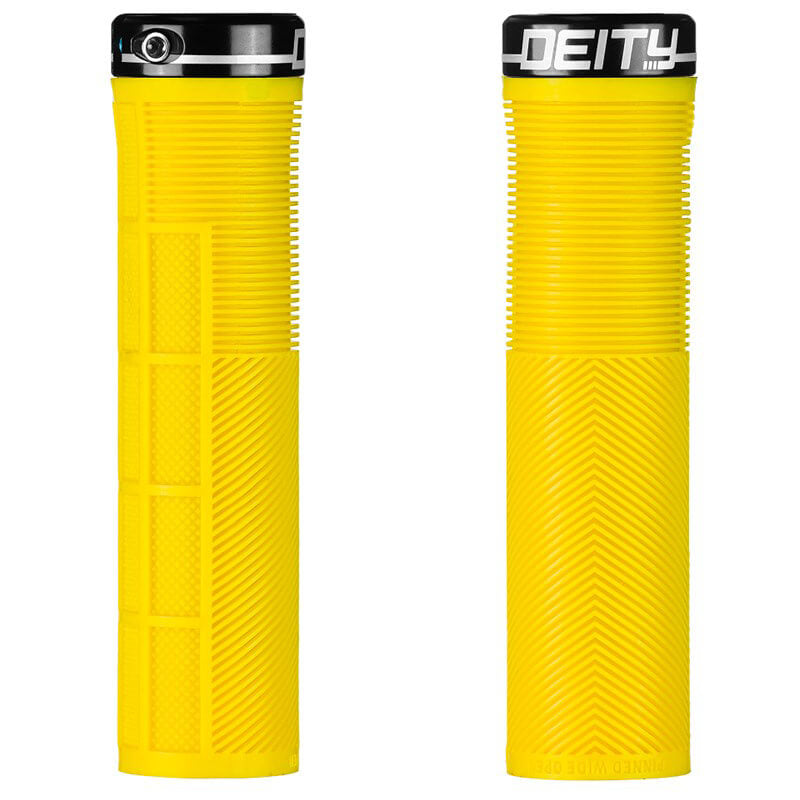 Deity Knuckleduster Single Clamp Lock On Grips - Yellow With Black Clamps