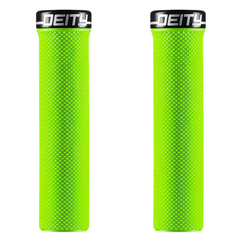 Deity Slimfit Single Clamp Lock On Grips - Green With Black Clamps