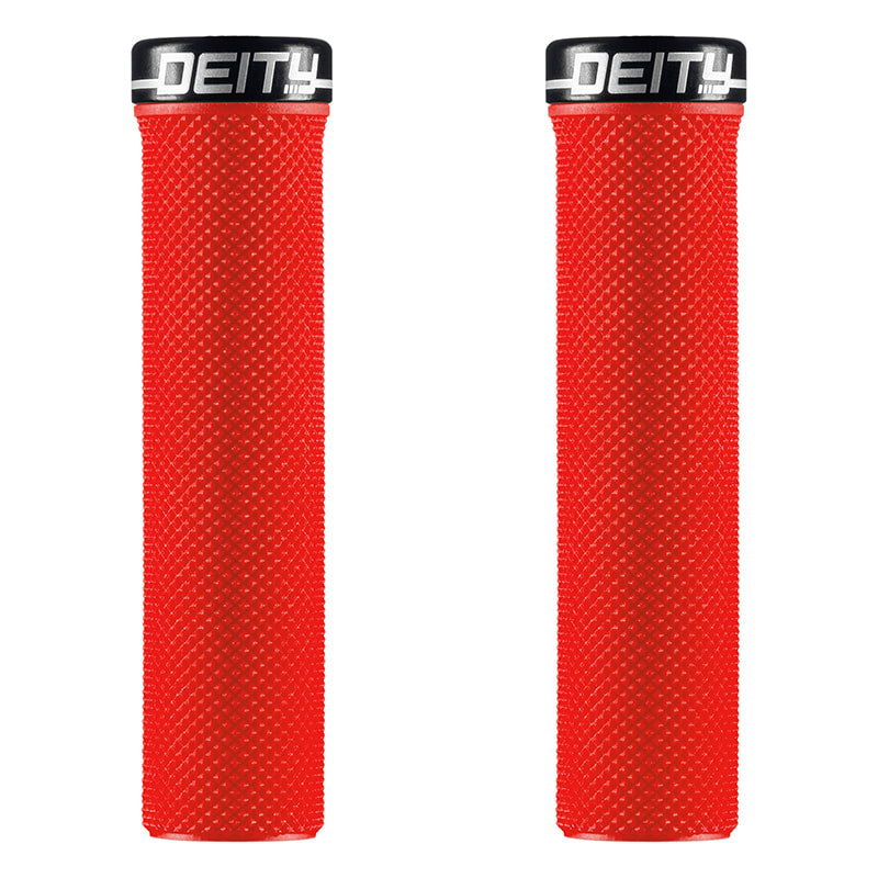 Deity Slimfit Single Clamp Lock On Grips - Red With Black Clamps