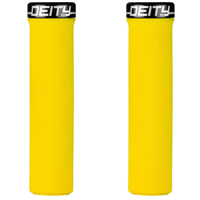 Deity Slimfit Single Clamp Lock On Grips - Yellow With Black Clamps