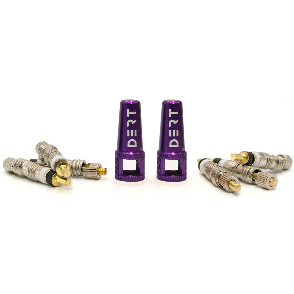 Dert Two in One Presta Valve Cap and Spare Cores - Black - V2