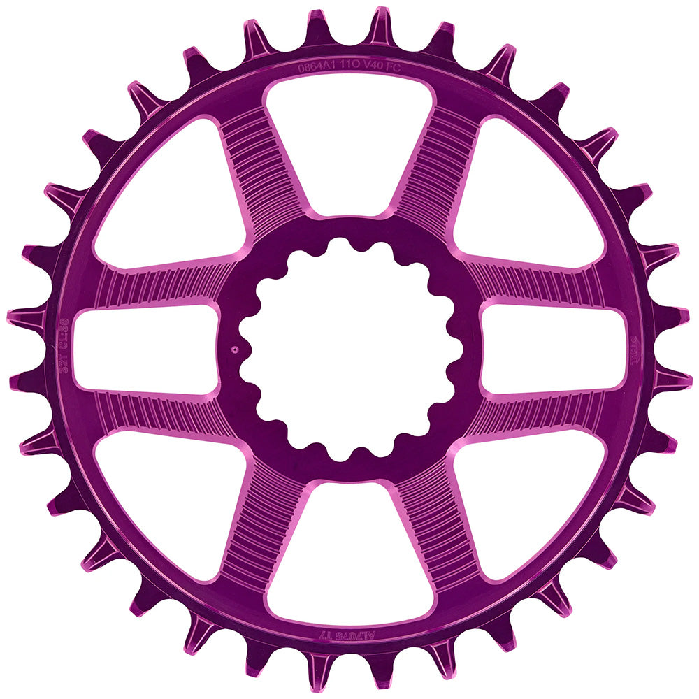 E-Thirteen Helix R Guidering Direct Mount Chainring - E-Thirteen Direct Mount - 32T - 52-55mm Flip - Round - 12-Speed - Eggplant Alloy