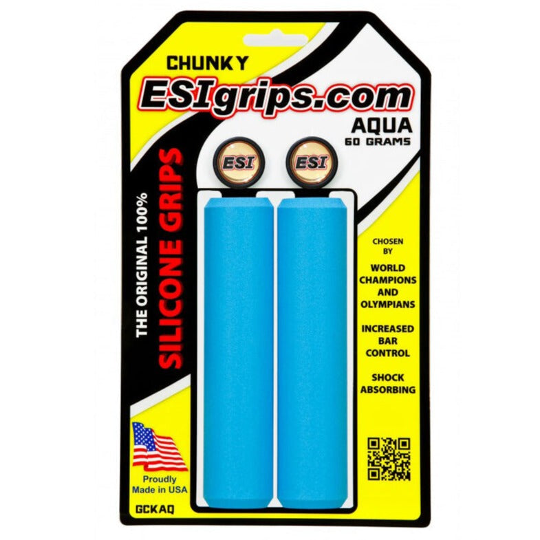 ESI Chunky Silicone Slip On Grips - Aqua - 130mm Long