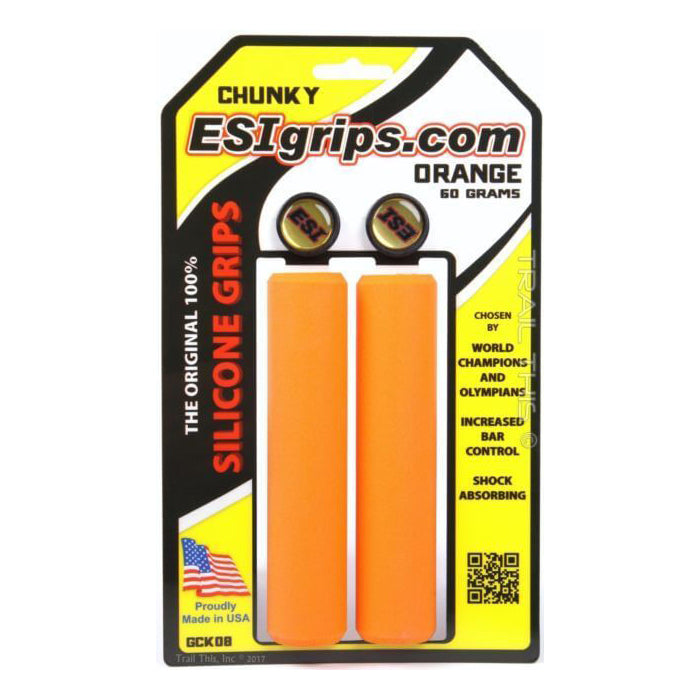 ESI Chunky Silicone Slip On Grips - Orange - 130mm Long