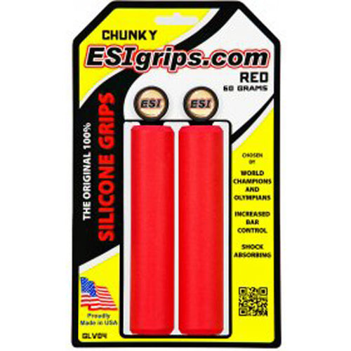 ESI Chunky Silicone Slip On Grips - Red - 130mm Long