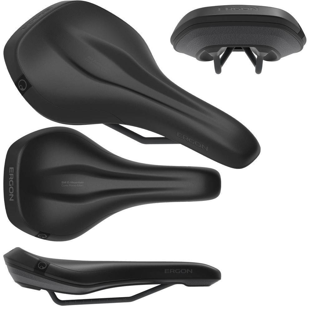 Ergon SM E-Mountain Core Prime Men's MTB Saddle - Stealth Black - Cr-Mo Rails - M-L 157mm - Stealth Black - Cr-Mo Rails - M-L 157mm