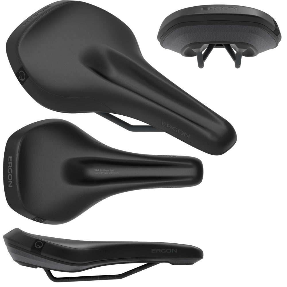 Ergon SM E-Mountain Core Prime Women's MTB Saddle - Stealth Black - Cr-Mo Rails - M-L 160mm - Stealth Black - Cr-Mo Rails - M-L 160mm