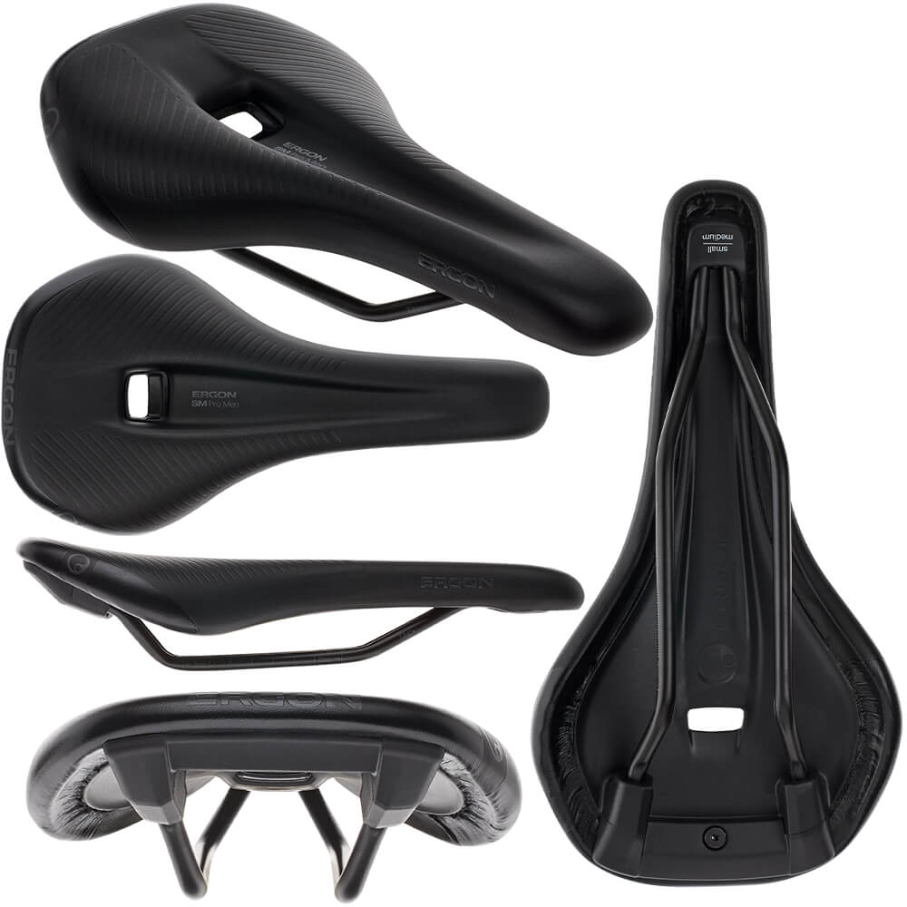 Ergon SM Pro MTB Saddle - Stealth Black - TiNox Rail - M-L 120-160mm