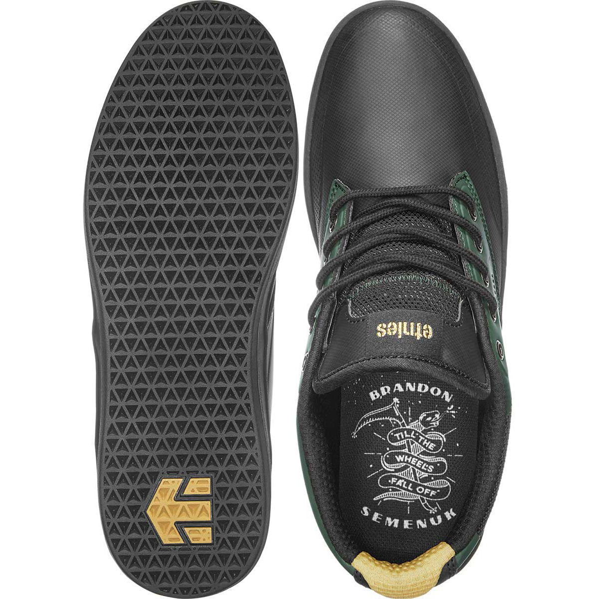 Etnies Semenuk Pro Flat Shoes - US 11.5 - Black - Green - Gold