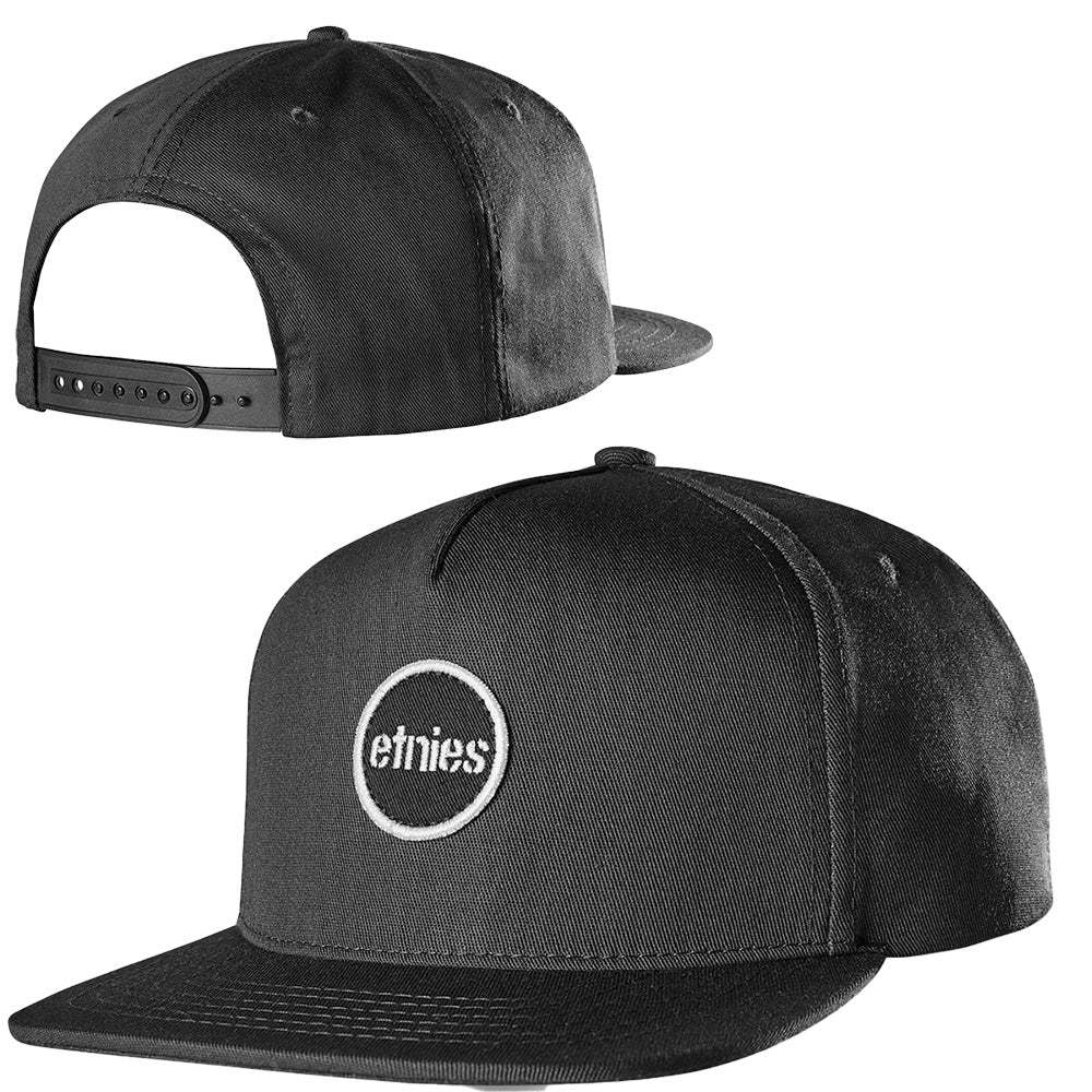 Etnies Stencil Patch Snapback Hat - One Size Fits Most - Black