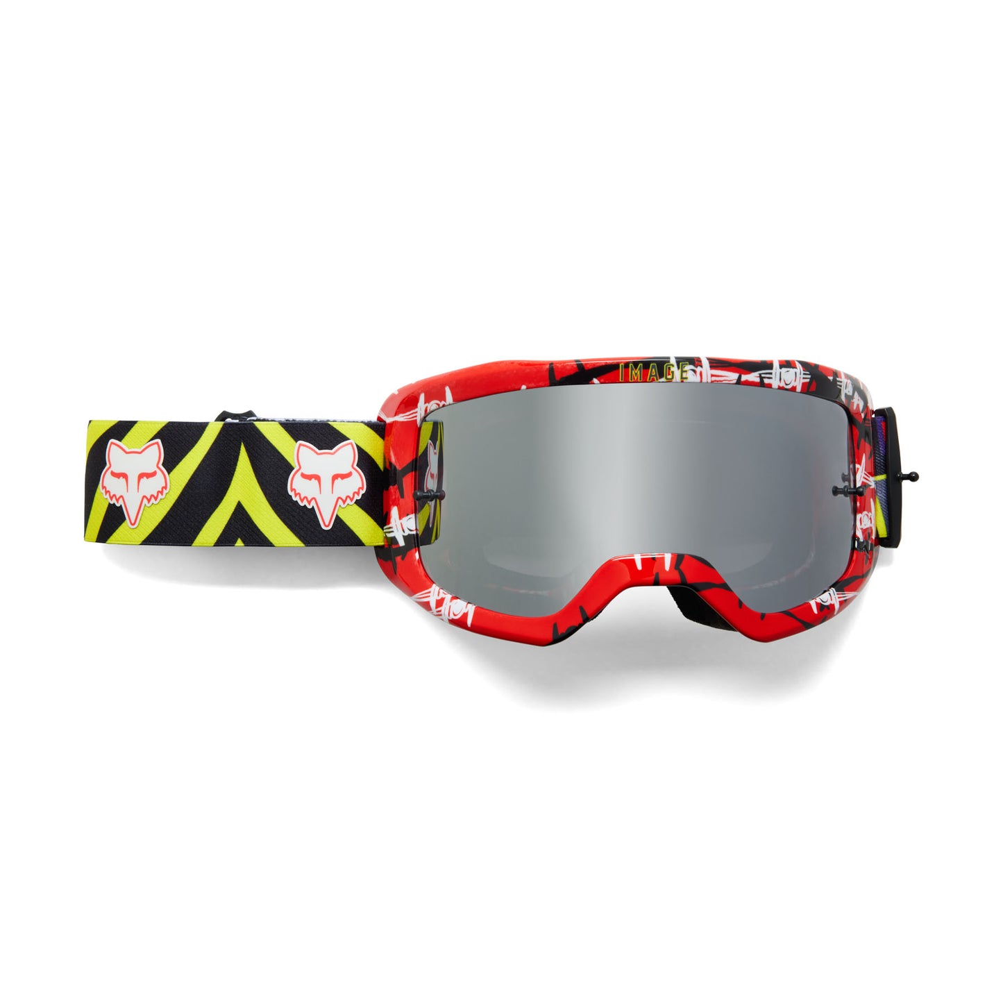 Fox Main Barbed Wire SE Goggles - One Size Fits Most -  Flo Red - Pink Mirror Lens