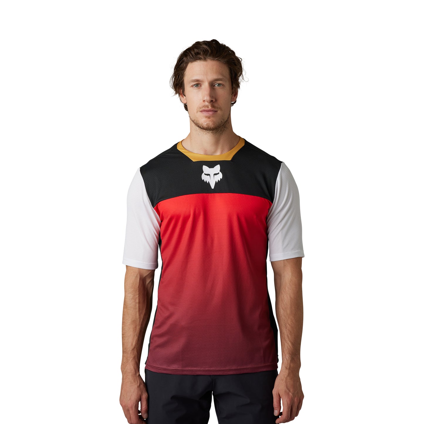 Fox Defend Aurora Short Sleeve Jersey - L - Black - White