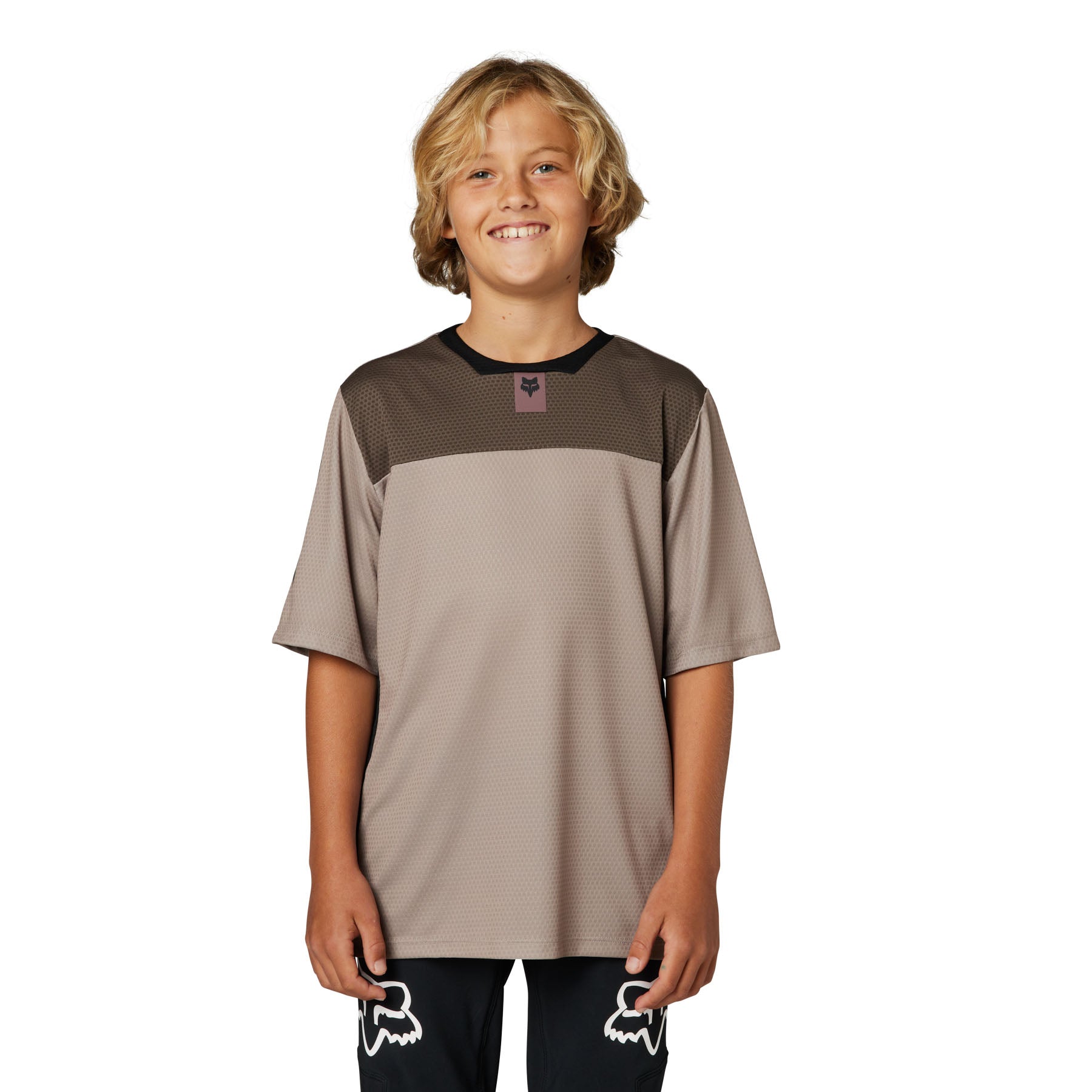 Fox Ranger Defend Youth Short Sleeve Jersey - Youth L - Mocha | MTB Direct