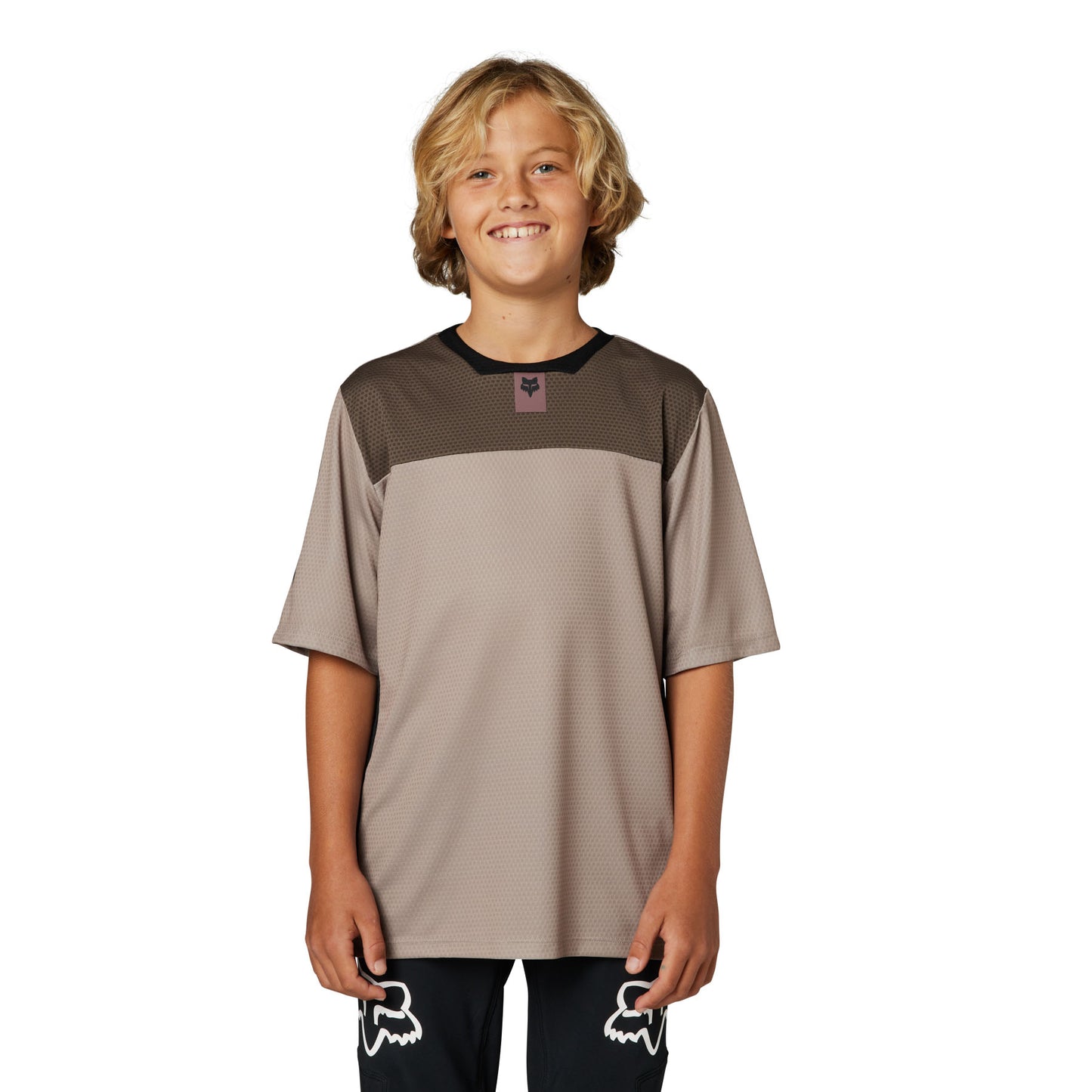 Fox Ranger Defend Youth Short Sleeve Jersey - Youth M - Mocha