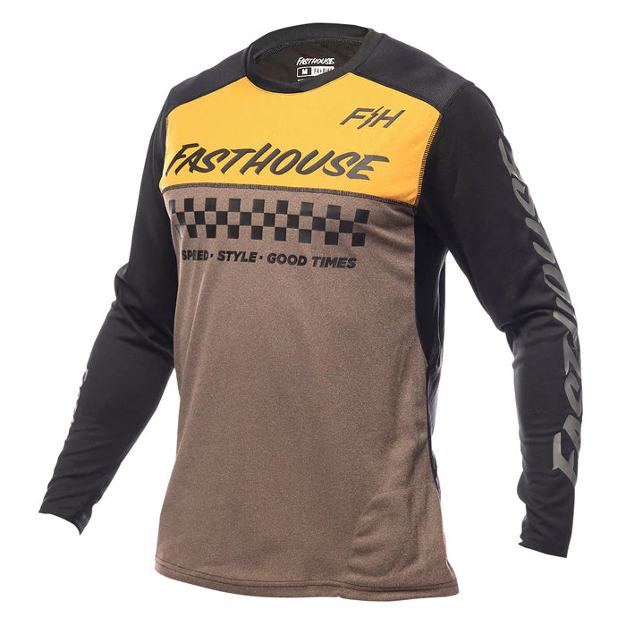 Fasthouse Alloy Mesa Long Sleeve Jersey - M - Heather Gold - Brown