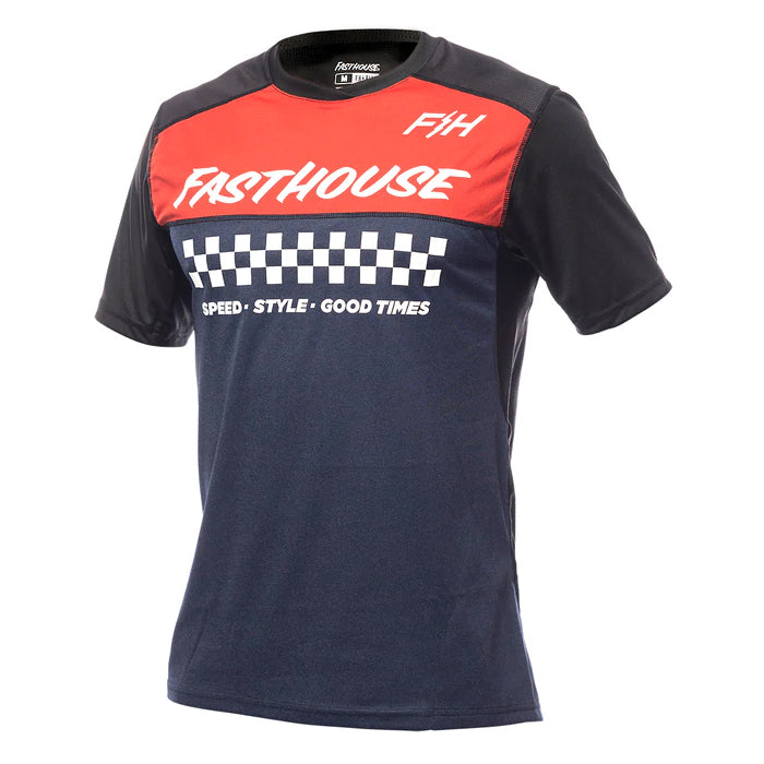 Fasthouse Alloy Mesa Short Sleeve Jersey - XL - Heather Red - Navy