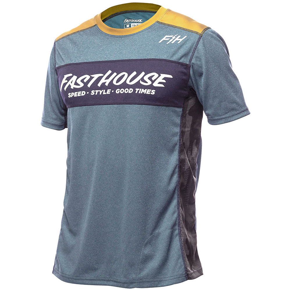 Fasthouse Classic Acadia Short Sleeve Jersey - L - Heather Indigo