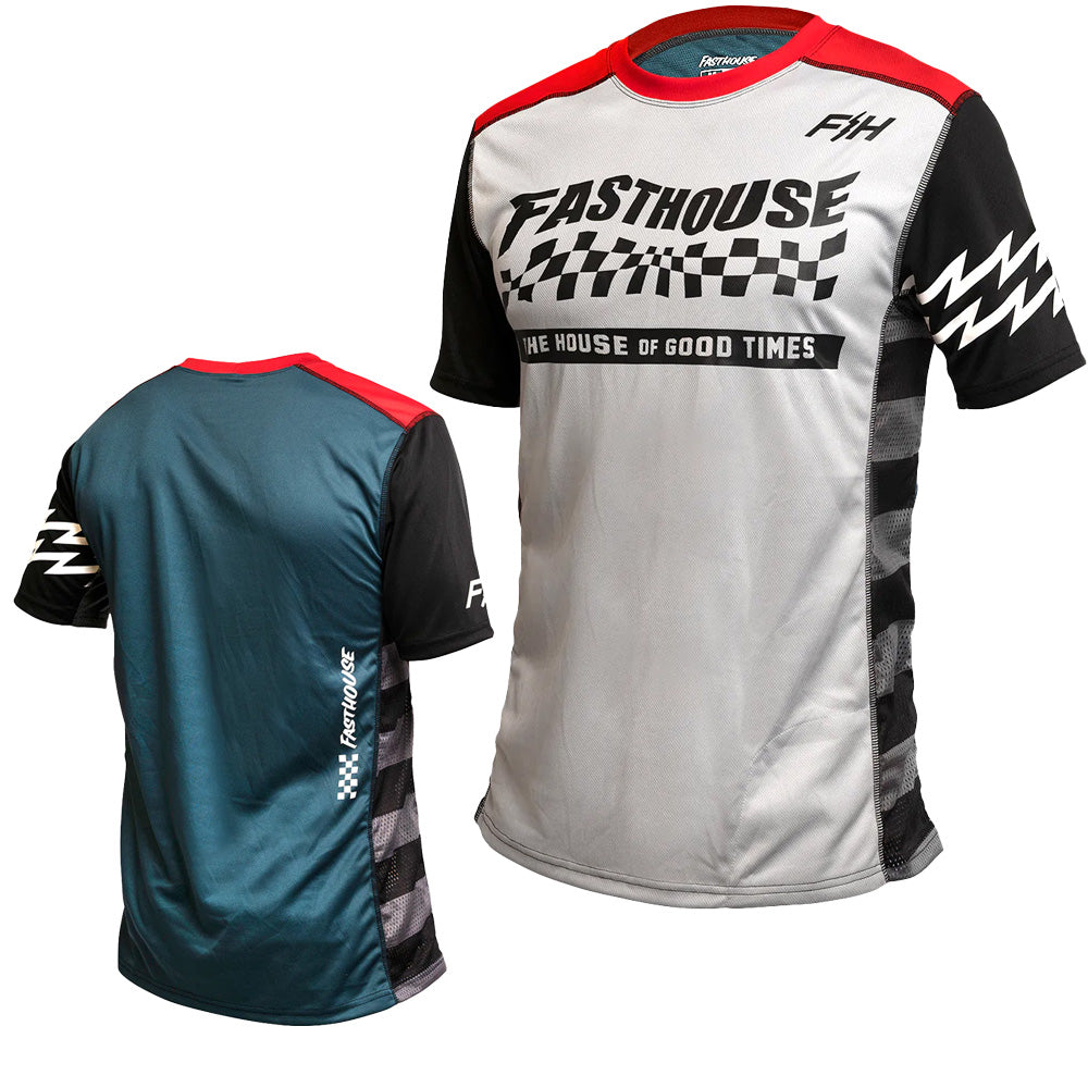 Fasthouse Classic Velocity Short Sleeve Jersey - S - Silver - Indigo