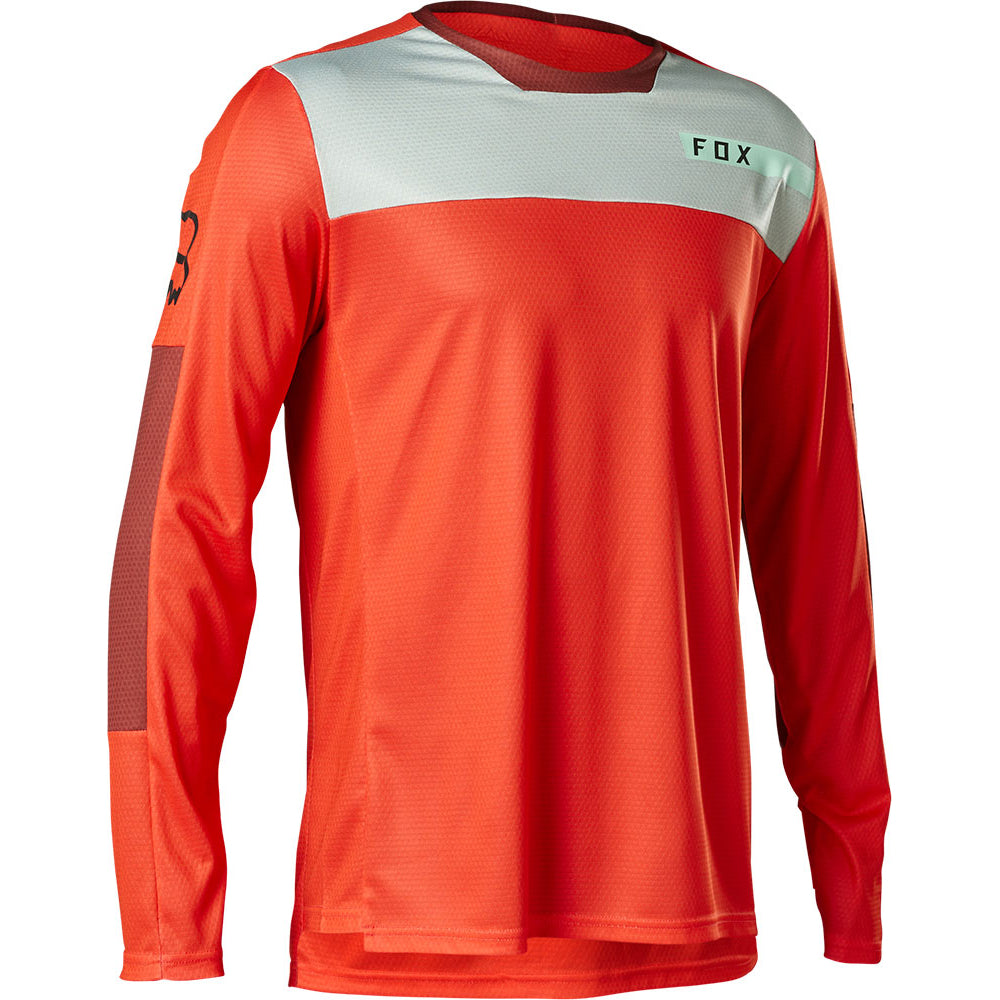 Fox Defend Long Sleeve Jersey - XL - Moth Fluorescent Red